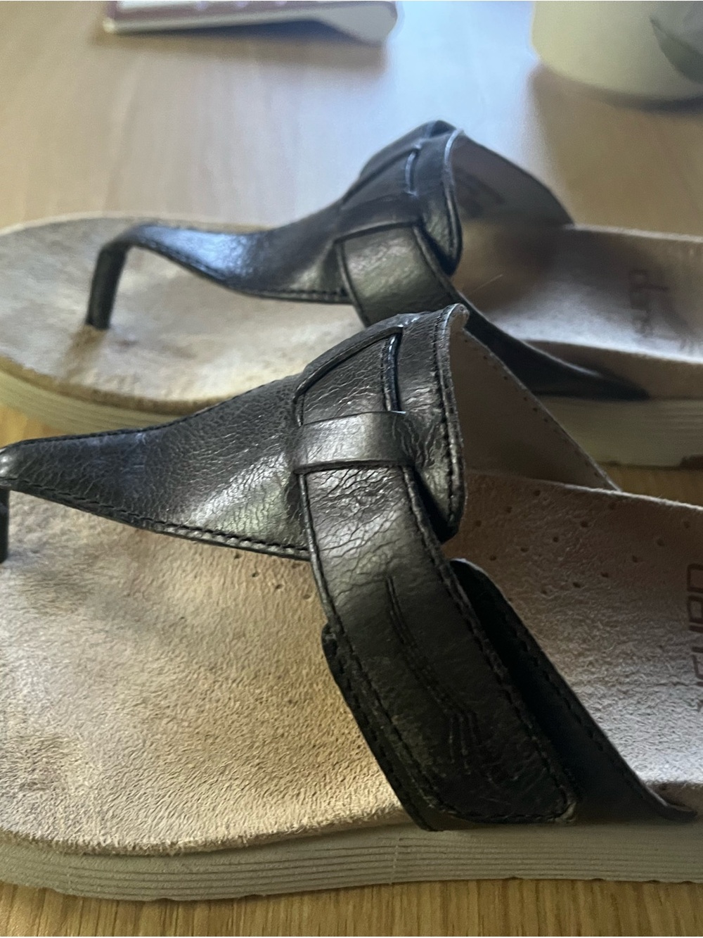Dansko Black Leather Thong Sandals